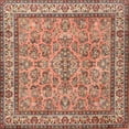 thumbnail image 1 of Ahgly Company Machine Washable Indoor Square Traditional Brown Red Area Rugs, 3' Square, 1 of 7
