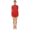 thumbnail image 1 of Moggemol Womens 2-Piece Rhinestone Figure Ice Skating Dress with Mesh Boot Cover Tights Set Red S, 1 of 7