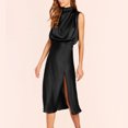 thumbnail image 1 of Vestido Sin Mangas Vestido sin mangas para mujer Vestido de verano elegante con manchas Vestidos femeninos (Negro XL) Cgtredaw Para estrenar, 1 of 1