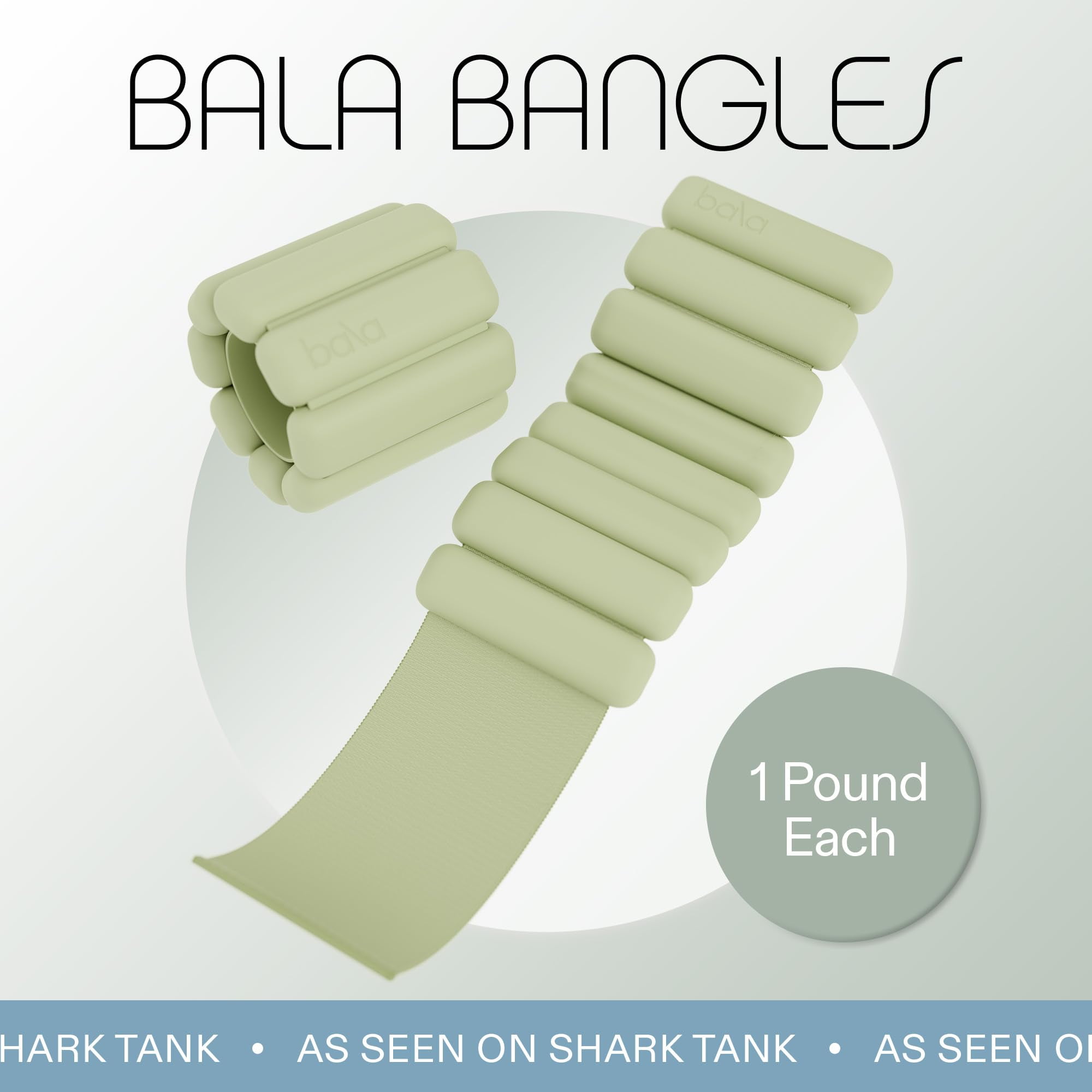 Bala Bangles Wrist & Ankle Weights for Women & Men (Sage) - 1 Pound Silicone Bracelet Set