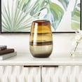 thumbnail image 2 of DecMode 9" Handmade Ombre Orange Glass Vase with Gray Base, 2 of 9