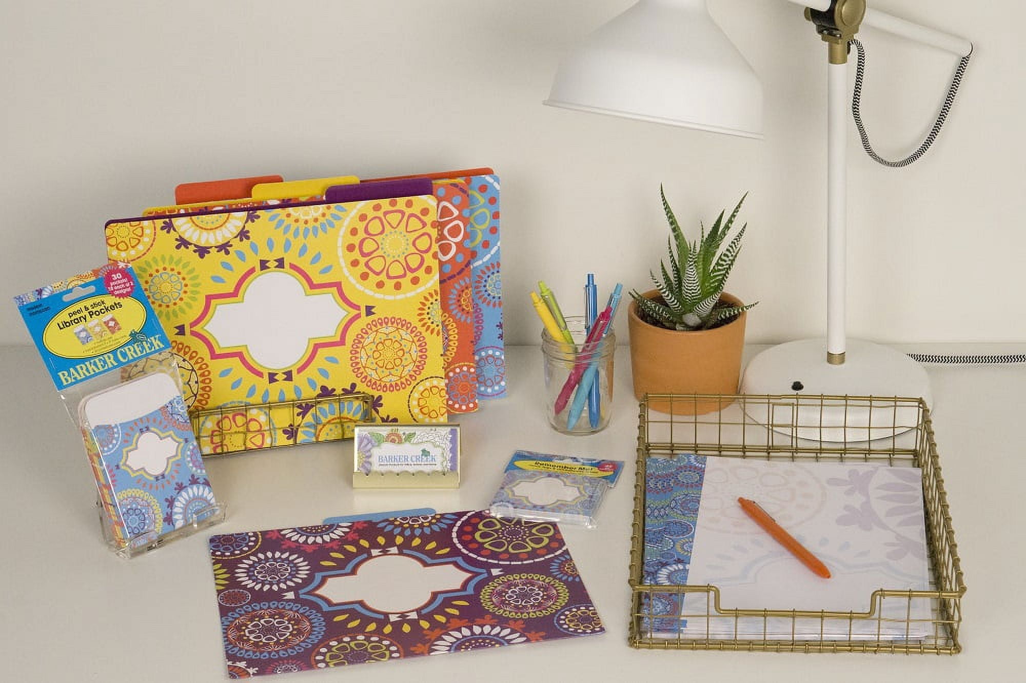 Barker Creek 12 File Folders 30 Peel & Stick Pockets Set - Moroccan (BC3545)