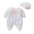 thumbnail image 1 of Newborn Baby Girl Clothes Lace Romper Jumpsuit Hat Spring Rompers Outfit, 1 of 6
