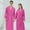 Hot Pink, variant on Couple's Waffle Bath Robe Set - Mens Hooded & Ladies Kimono Robe, Polyester White Blue for Hotel Home
