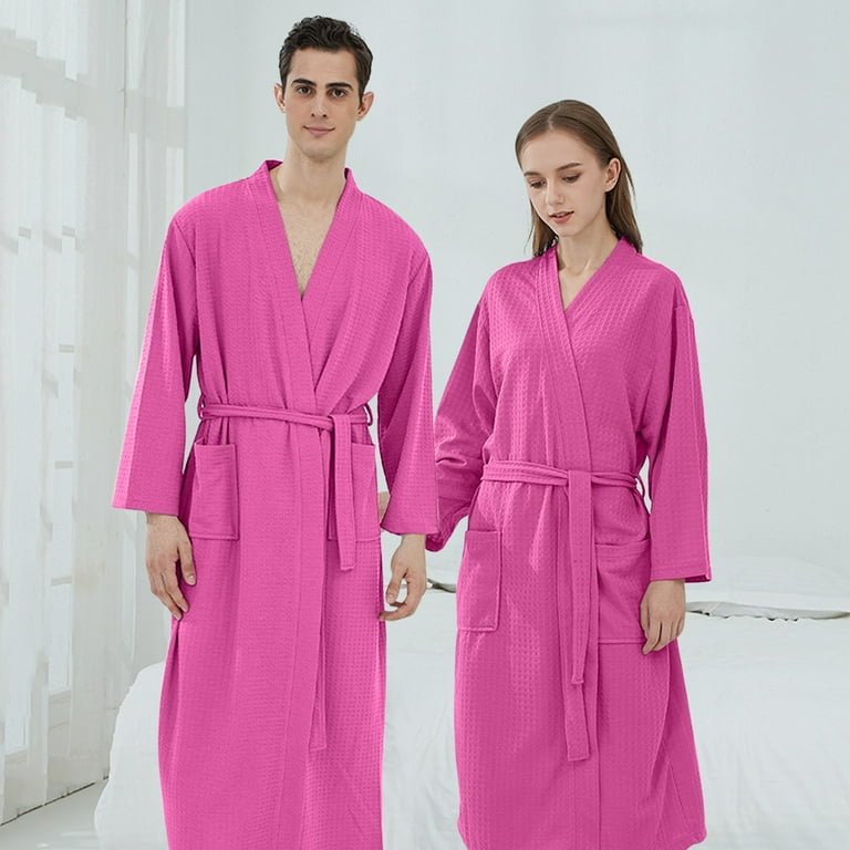 Clearance! robes for women terry cloth robes for women Ladies Men Couple  Cloth Robe Sleepwear White Blue Polyester Dressing Gown Kimono Bath Robe  Bathrobe For Hotel Home Big sales Hot Pink -