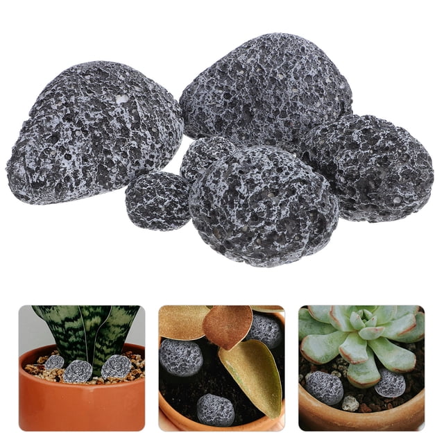 OUNONA 6Pcs Decorative Landscape Rocks Grey Micro Landscape Decor with Realistic Appearance for Garden Enhancement