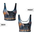 thumbnail image 6 of Rateoe Lonely Night Sky Wolf Print Womens' Sports Bras Scoop Neck Sports Vest- Padded U Back Seamless High Impact Support, 6 of 7