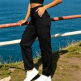 thumbnail image 6 of Dagugfen Cargo Pants for Women Straight Slim Leg Elastic Waist Outdoor Activewear Hiking Camping Pants with Multi Pockets(L,Black), 6 of 6