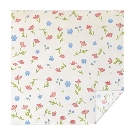 Floral 42" Square Waterproof Tablecloth, Floral Print Polyester Table Cover
