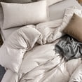 thumbnail image 4 of PURE ERA Jersey Knit 100% Cotton California King Duvet Cover Set With Zipper Closure Super Soft Bedding ,Heather Beige, 4 of 6