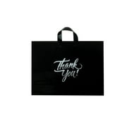 Large Thank You Female Merchandise Bag with Loop Handle - Shopping Boutique Bag 16X12.5 Black 60 by Infinite Pack