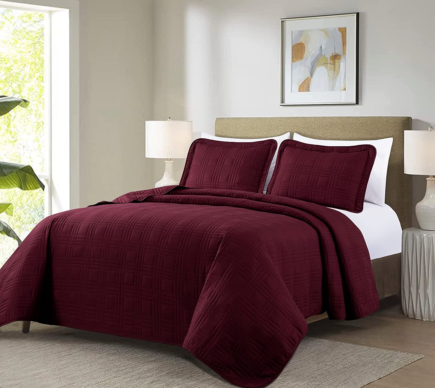Chezmoi Collection Kingston 3Piece Oversized Bedspread Coverlet Set