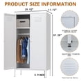 thumbnail image 6 of Metal Wardrobe Coat Cabinet with Adjustable Shelves and Hanging Rod,Storage Closet Locker for Bedroom,Kids Room,Office, Home, School,Almirah for Clothes,Blanket., 6 of 7