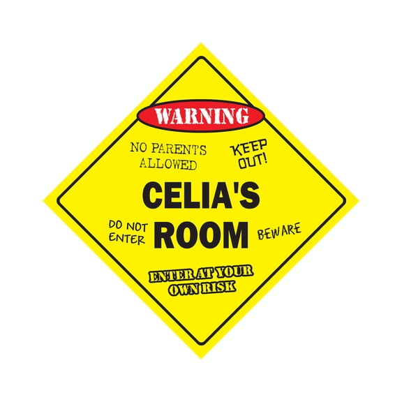 Celia's Room Sign Crossing Zone Xing | Indoor/Outdoor | 14" Tall kids bedroom decor door children's name boy girl