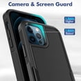 thumbnail image 4 of for iPhone 12 / iPhone 12 PRO Case: Dual Layer Protective Heavy Duty Cell Phone Case Shockproof Rugged Bumper Tough with Screen Protector - Military Grade Drop Tested for iPhone 12/12 PRO, Black, 4 of 9