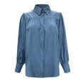 thumbnail image 6 of Womens Button Down Shirt Long Sleeve V Neck Dress Shirts Casual Loose Roll Up Work Blouse Tops Button Down Shirts for Women Long Sleeve Office Slim Fit Blouses Casual Business Silk Tops with Pocket, 6 of 6