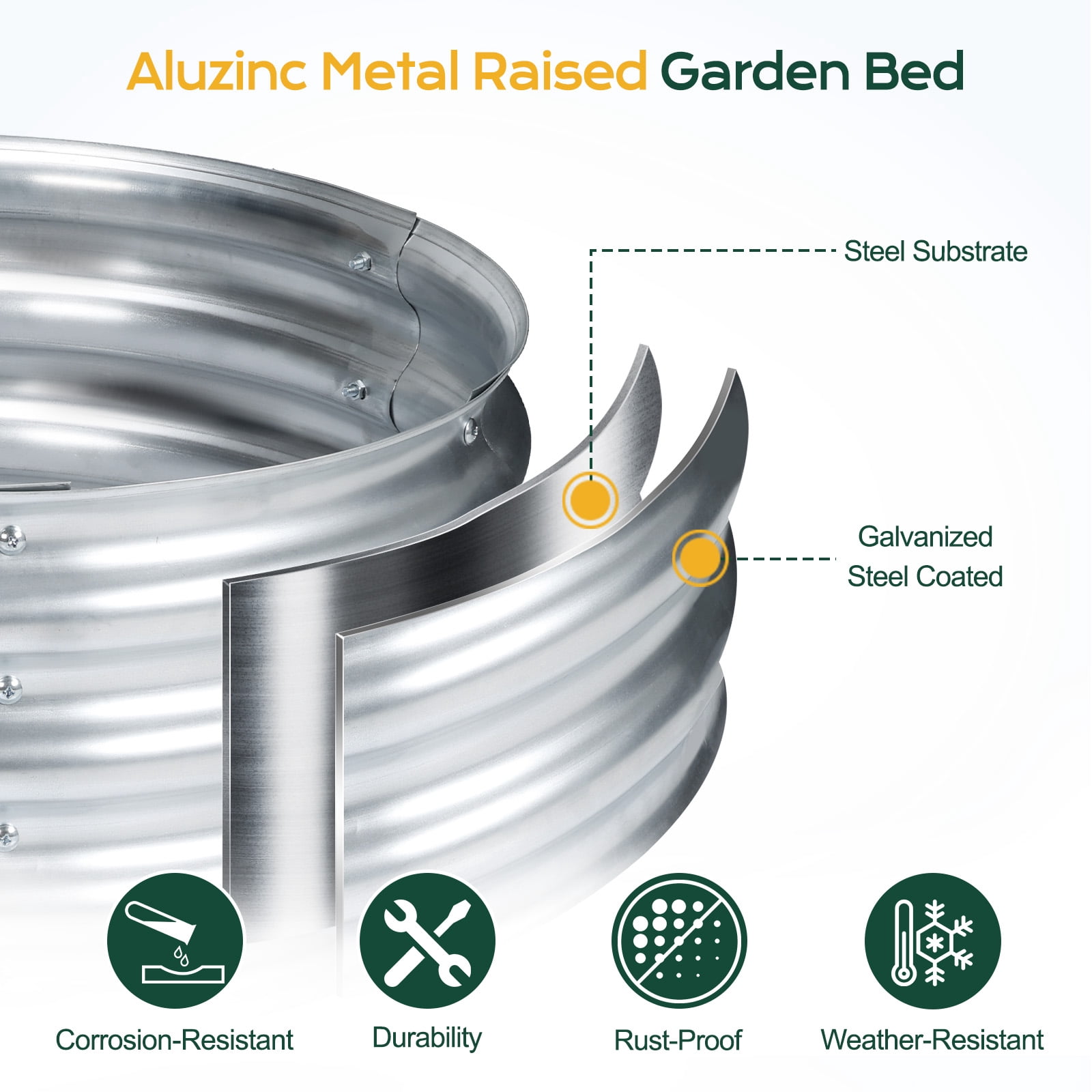 Aoodor Galvanized Raised Garden Bed Kit, 7x2x1 Ft, Oval Planter Box for Vegetables, Flowers, and Herbs, Outdoor Use, Silver