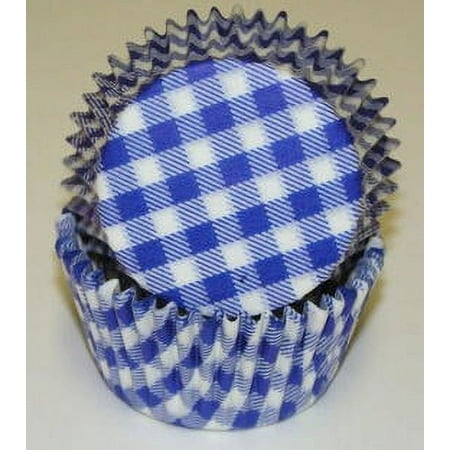 Blue Gingham Pattern Cupcake Liners - Baking Cups -50pack