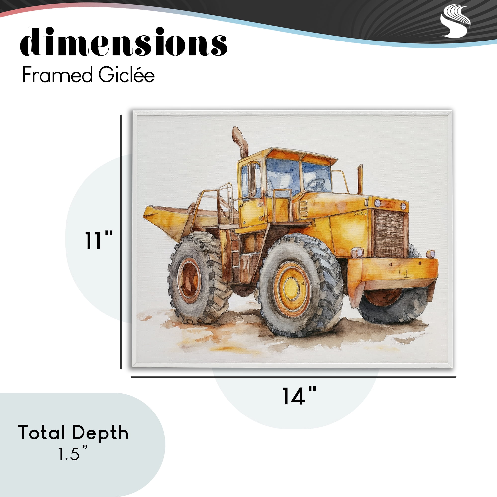 Stupell Industries Construction Truck Whimsicality White Framed Giclee Art, design by Steve Hunziker