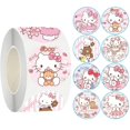thumbnail image 1 of Pegatinas de Anime Sanrio, calcomanías Kawaii de Hello Kitty Kuromi Melody, calcomanías de Pvc para ordenador portátil, decoración Stiker, juguetes de recompensa para niños, 500 piezas por rollo, 1 of 5