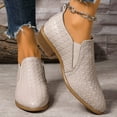 thumbnail image 2 of Womens Western Boots Low Top Stacked Heeled Ankle Boots Snakeskin Print Slip on Elastic Chelsea Booties, 2 of 8