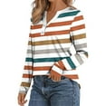 thumbnail image 4 of HLKJKLS Long Sleeve Shirts For Women Striped Button Down V Neck Long Sleeve Loose Fit Plaid Polka Tee Polyester Spandex Yellow S-3Xl, 4 of 5