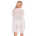 thumbnail image 5 of Women's Solid Pom Pom Trim Kaftan Chiffon Swimwear Beach Bikini Swimwear Cover up for Summer Holiday Vacation, 5 of 8