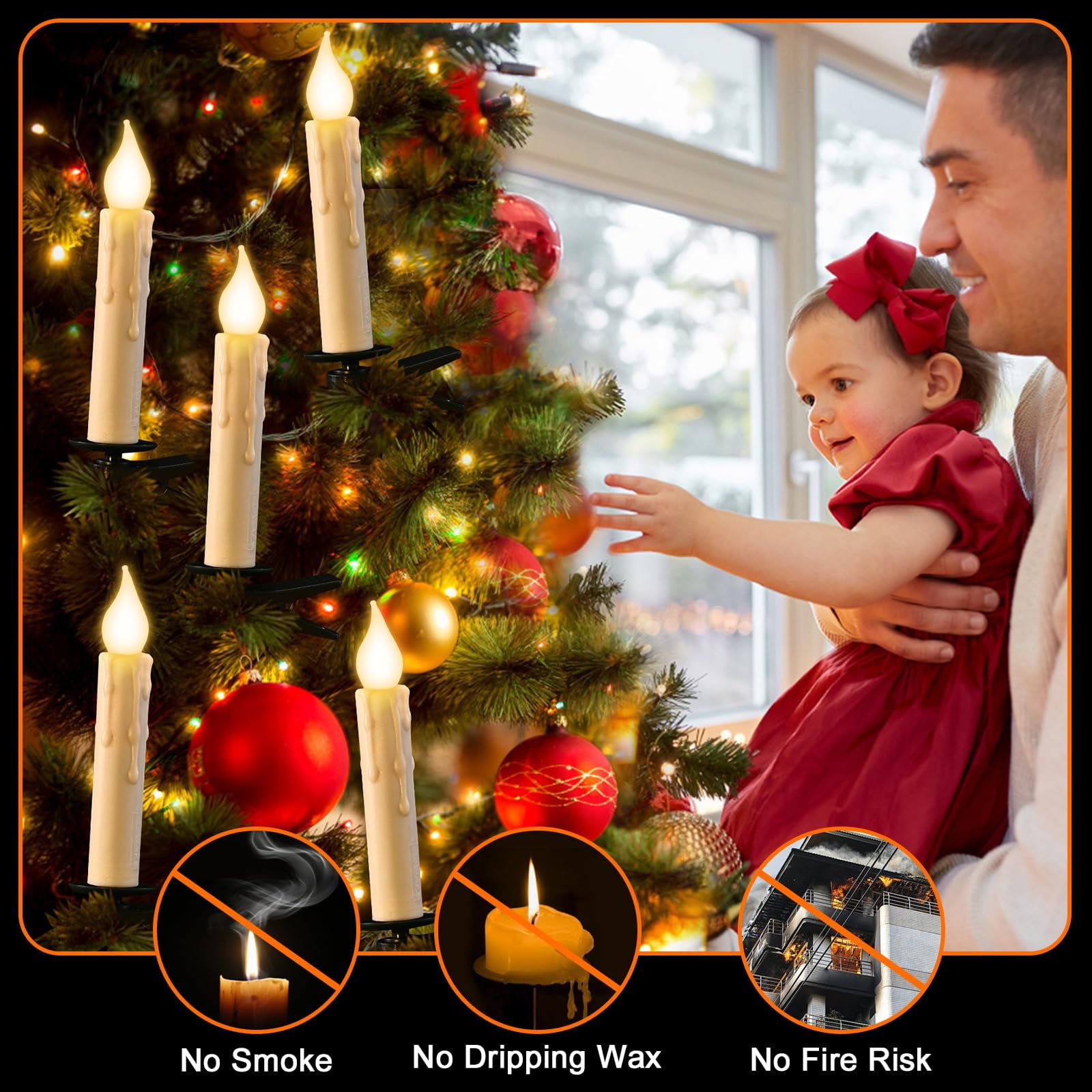 DONGPAI 30 PCS Flameless LED Taper Candles Battery Operated Christmas Tree Candle Lights Electric Fake Candles Perfect for Holiday Home Garden Wedding Parties Decor