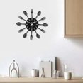 thumbnail image 3 of ZHAOCHENG Reloj de cocina con espejo y cuchara y tenedor, adhesivo 3D extraíble para decoración del hogar, 30 x 30 x 4 cm, color negro, 3 of 5