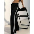 thumbnail image 4 of Women'S Wide Leg Loose Sweatpants Low Rise Y2k Drawstring Workout Sports Pants Black M, 4 of 10