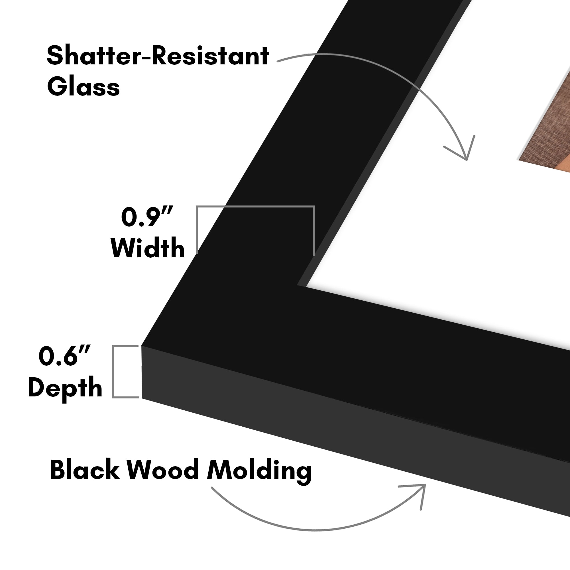 Americanflat 11x14 Picture Frame with Shatter-Resistant Glass with 8x10 Mat Display Photo Signature - Black
