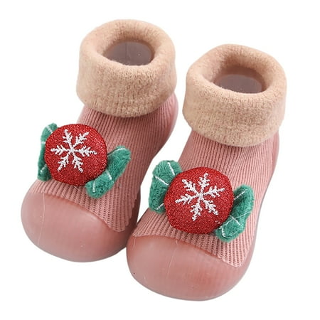 

XYIJANI Kids Christmas Gifts Knit Baby Booties Snow Christmas Baby Socks Shoes Children Baby Socks Cartoon Baby Toddler Shoes Floor Socks(Pink 20)