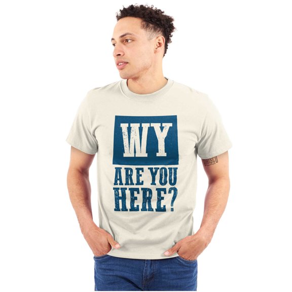 Wyoming Why are You Here Funny Locals Men's Graphic T Shirt Tees Brisco Brands 2X