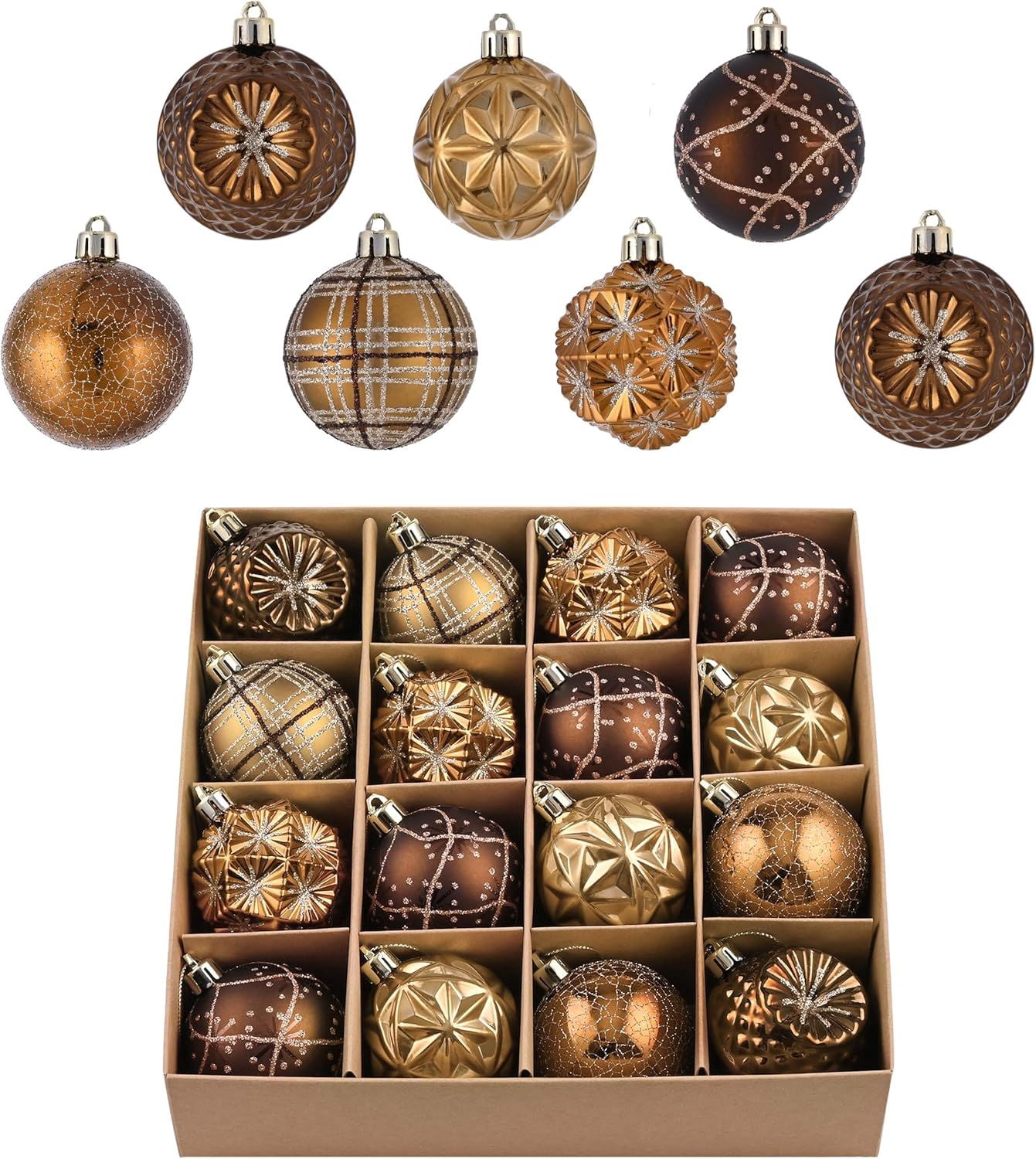 Ornaments for Christmas Trees, 16ct 2.36 Inches White and Silver Shatterproof Christmas Tree Decorations, Hanging Ball Ornaments for Xmas Holiday Party Decor