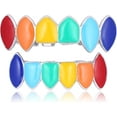 thumbnail image 1 of Rainbow Grill 14K chapado en oro Hip Hop Colorful Rainbow Vampire Teeth Grill + 2 barras de formación adicionales Zhivalor LRWJ454-2, 1 of 4
