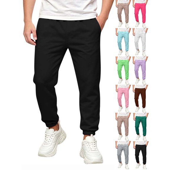 Hzzrkos Kids Fleece Jogger Pants Casual Sweatpants with Elastic Waist Drawstring Side Pockets Athletic Activewear Comfortable Tapered Leg Trousers for Daily Wear Black