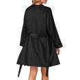 thumbnail image 2 of Women's 3pcs Satin Pajamas Set Cami Top and Shorts Sleepwear PJs Set with Robe,Black, 2 of 5