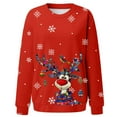 thumbnail image 4 of Fiaer Women Christmas Sweatshirts Deer Snowflakes Graphic Crew Neck Pullovers Long Sleeve Loose Fit Trendy Tops Red XL, 4 of 4