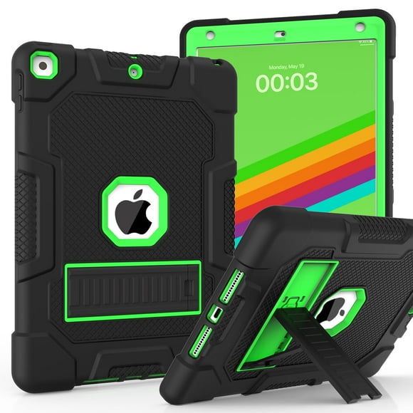 Funda TIMISM para iPad de 9ª, 8ª y 7ª generación con soporte, color negro y verde