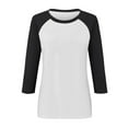 thumbnail image 5 of Rciityk Womens 3/4 Sleeve Blouses Summer Casual Patchwork Solid Color Crew Neck T-Shirt Daily Plus Size Loose Pullover Tops, 5 of 7