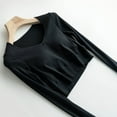 thumbnail image 6 of XFLWAM Women's V Neck Long Sleeve Basic T Shirt with Built in Bra Slim Fit Solid Color Padded Crop Top Sexy Bodycon Tee M, 6 of 8
