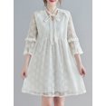 thumbnail image 3 of Vestido de encaje floral para mujer 3/4 mangas acampanadas con cuello en V volantes A-line Plus S Romacci Vestido de mujer, 3 of 7
