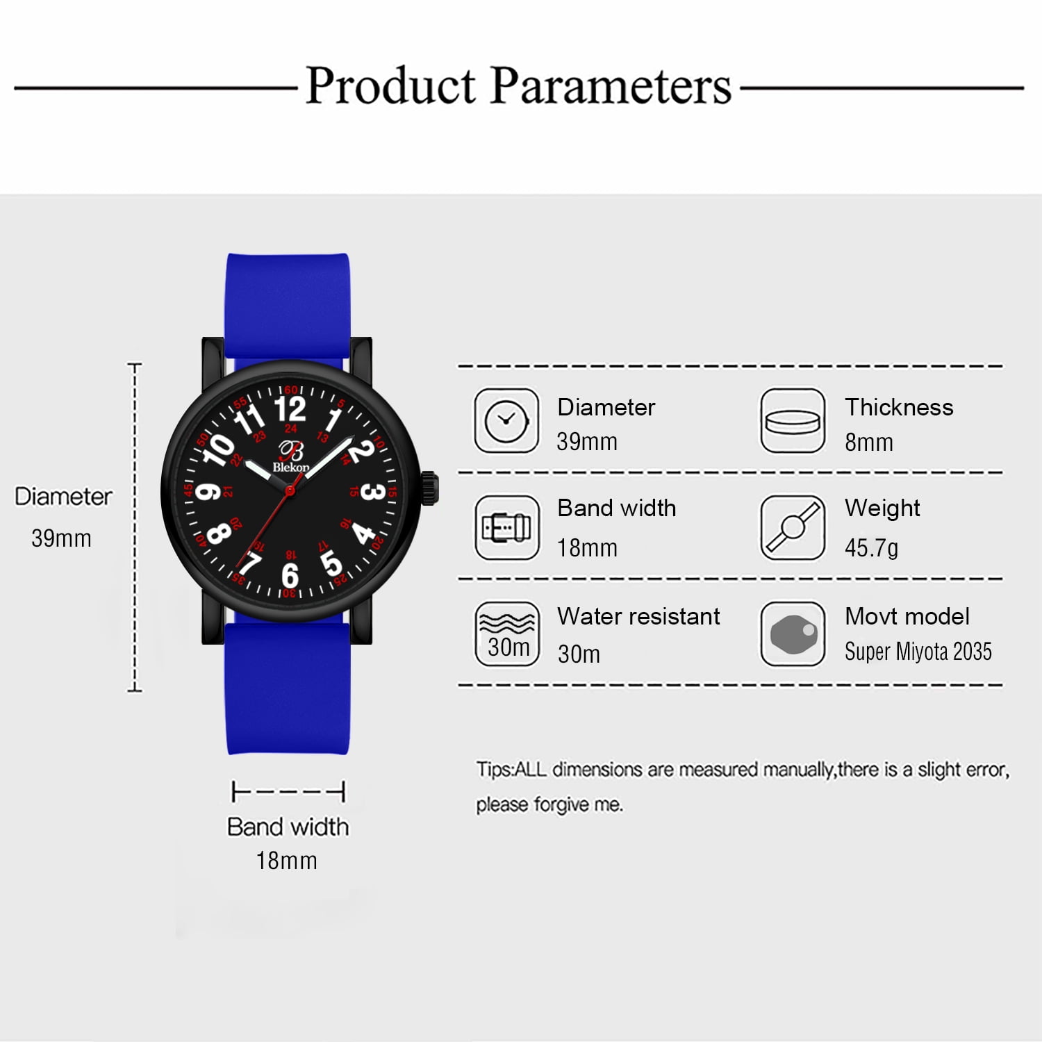 Blekon Brand Original Women Adult Watch for Medical Students Silicone Band Water Resistant