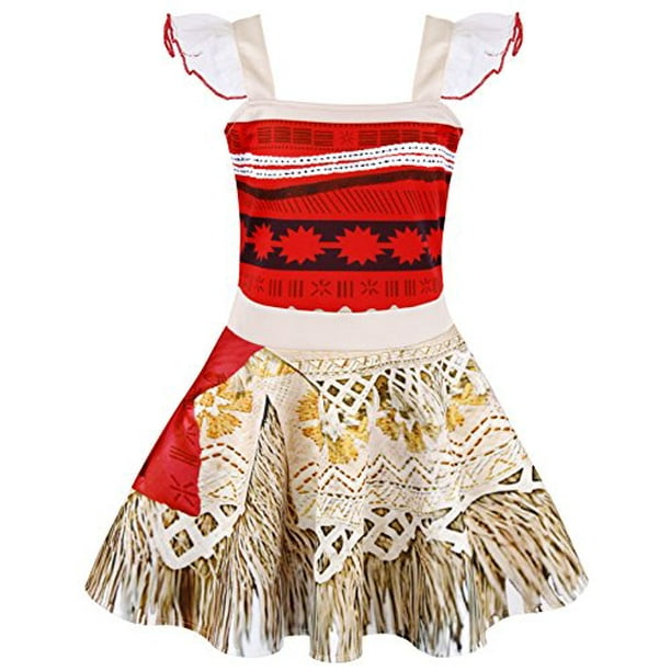 Amzbarley Moana Costume For Girls Dress Costumes Cosplay Outfit Lace Sleeveless Kids Clothes Age 2 3 Years Size 3t Red Walmart Com Walmart Com