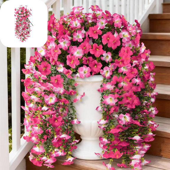 CuiLiyq Artificial Vines Silk Morning Glory Vines for Outdoor, 29.5" Hanging Plants Garland for Home Decor Wall Fence Stairway Wedding Hanging Baskets (Hot Pink)