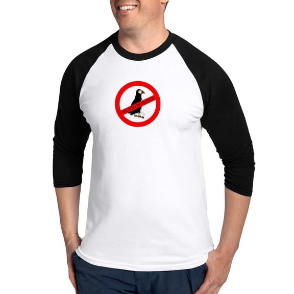 CafePress - No Puffin' Baseball Jersey - Cotton Baseball Jersey, 3/4 Raglan Sleeve Shirt