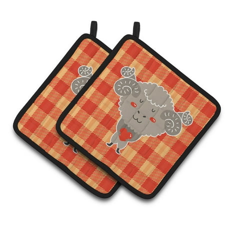 

Caroline s Treasures Ram with a Heart Pair of Pot Holders