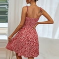 thumbnail image 4 of Tianiyouqing Womens Short Sundress Summer Adjustable Smocked Spaghetti Strap Vacation Mini Dresses Sleeveless Floral Knee Length Backless Midi Dresses Red S, 4 of 6