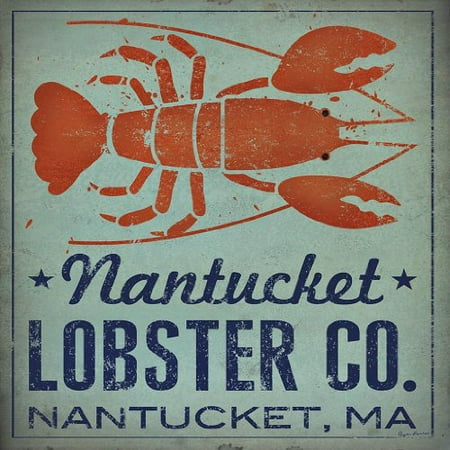 Nantucket Lobster Company Nantucket MA by Ryan Fowler 12x12 Signs Fish Seaside Seafood Animals Art Print Poster Vintage Advertising Cape