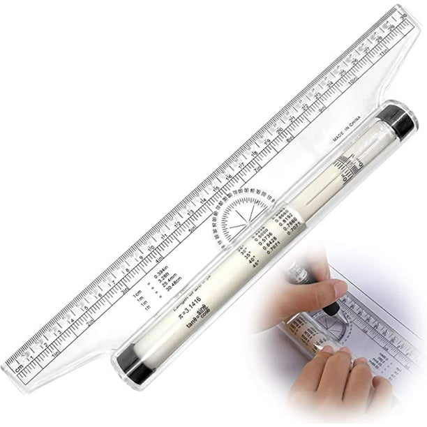 Regla rodante de 30 cm, 1 pieza de regla transportadora rodante de plástico, regla rodante paralela transparente multiusos y regla de dibujo transportador, herramienta de medición de dibujo para arti TUNC Sencillez